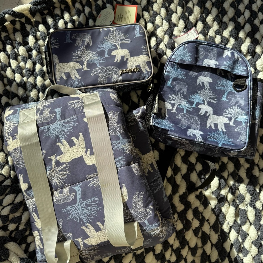 Chic Blue and White Patterned Backpack